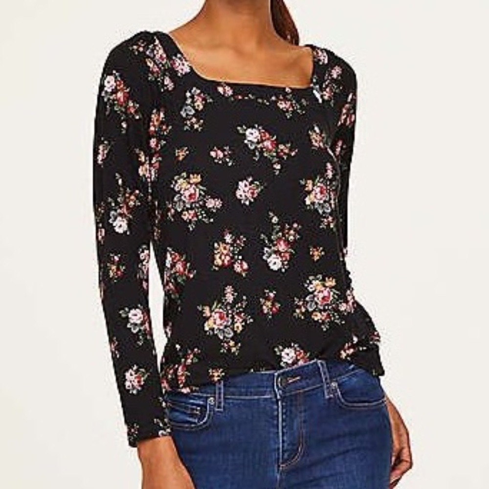 LOFT Floral Square Neck Tee